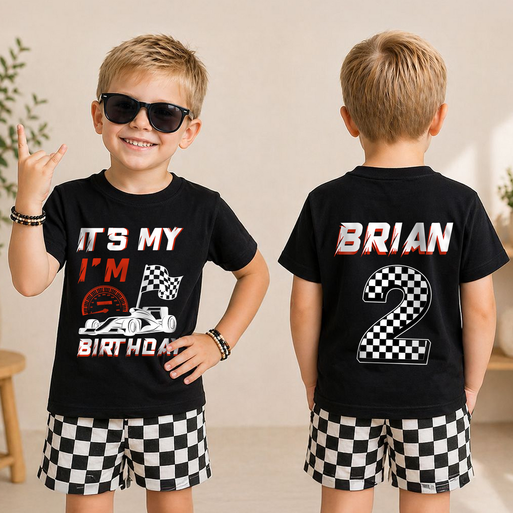 Custom Name TWO FAST Birthday Outfit Boy, Racing — product view 3