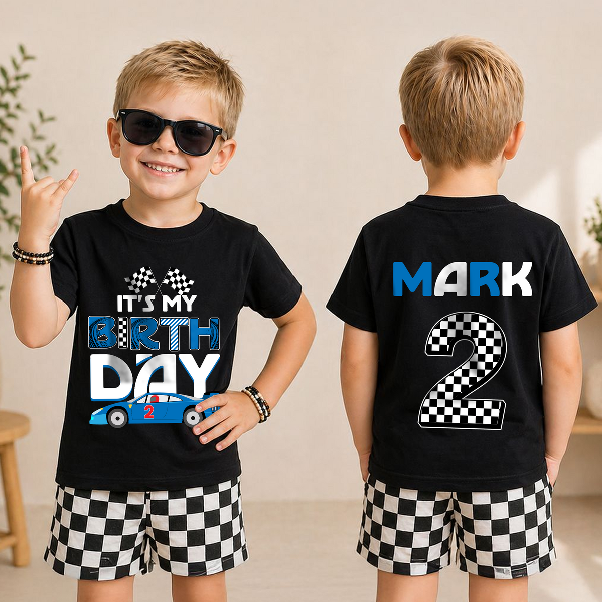 Custom TWO FAST Birthday Outfit Boy, Racing — product view 3