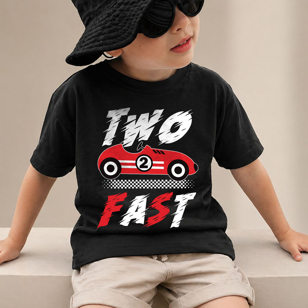 Boys Custom TWO FAST Birthday Outfit Boy, Racing — product view 2