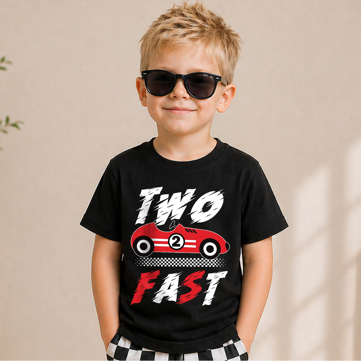 Boys Custom TWO FAST Birthday Outfit Boy, Racing — product view 5