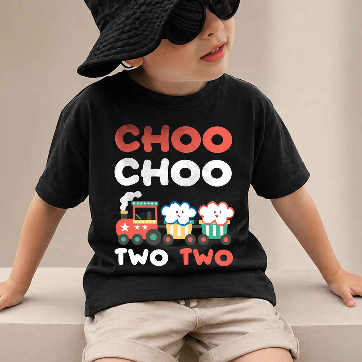 Custom Name Train 2nd Birthday Shirt Boy, Choo Choo Two Two — product view 2