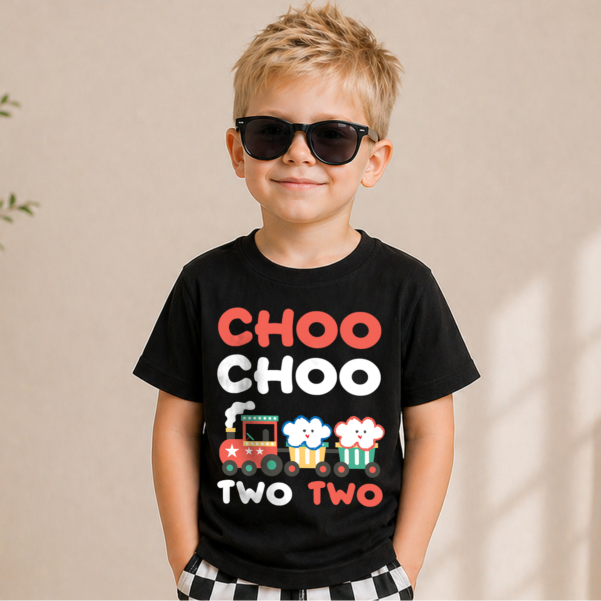 Custom Name Train 2nd Birthday Shirt Boy, Choo Choo Two Two — product view 5