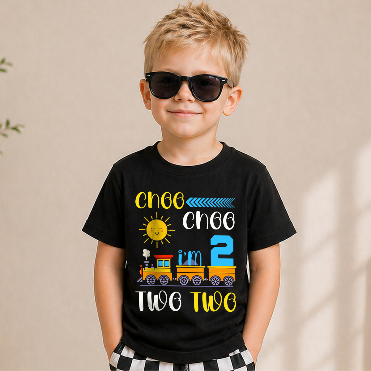 Custom Train 2nd Birthday Shirt Boy, Choo Choo I'm 2 — product view 5