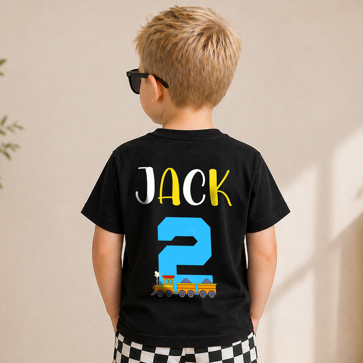 Custom Train 2nd Birthday Shirt Boy, Choo Choo I'm 2 — product view 6