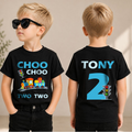 Boys Custom Train 2nd Birthday Shirt Boy, Choo Choo Two Two — product view 1