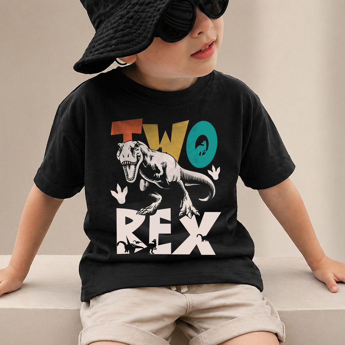 Boys Personalized Two Rex Birthday Outfit Boy, Dinosaur — product view 2