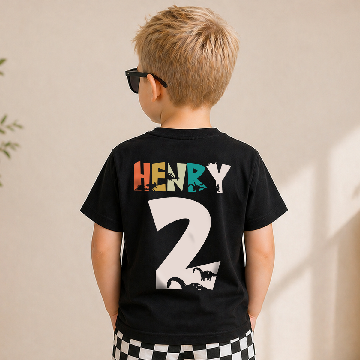 Boys Personalized Two Rex Birthday Outfit Boy, Dinosaur — product view 6