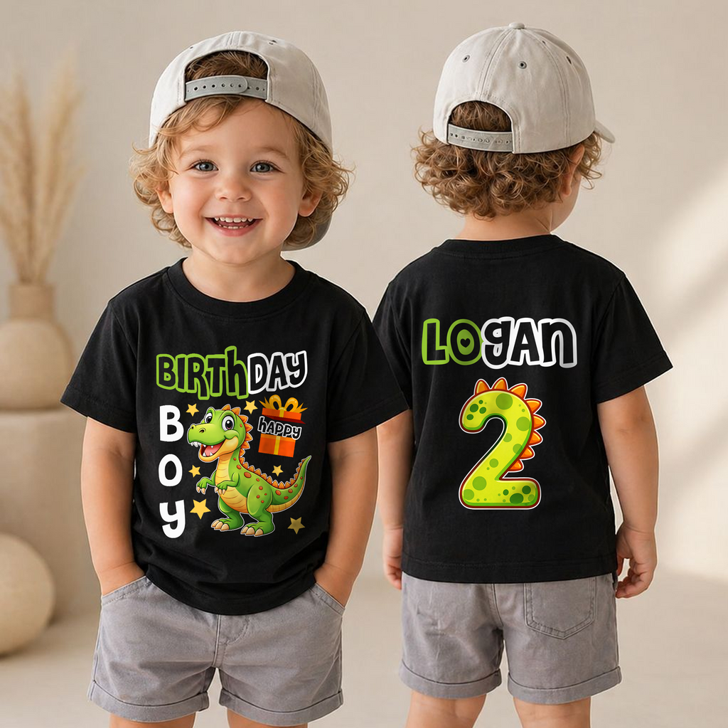 Personalized Two Rex 2nd Birthday Shirt for Boys, T-Rex — product view 4