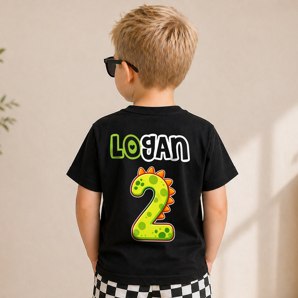 Personalized Two Rex 2nd Birthday Shirt for Boys, T-Rex — product view 6