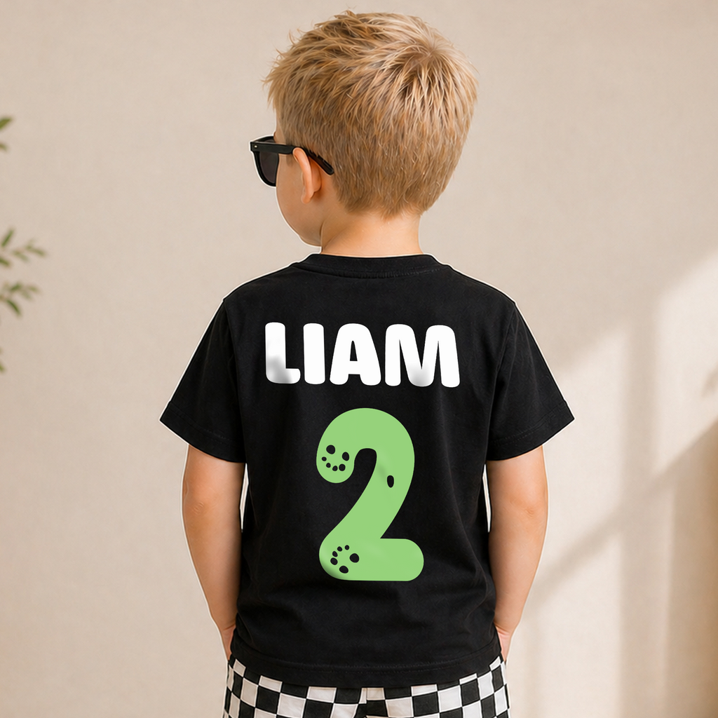 Boys Custom Two Rex 2nd Birthday Shirt for Boys, T-Rex — product view 6