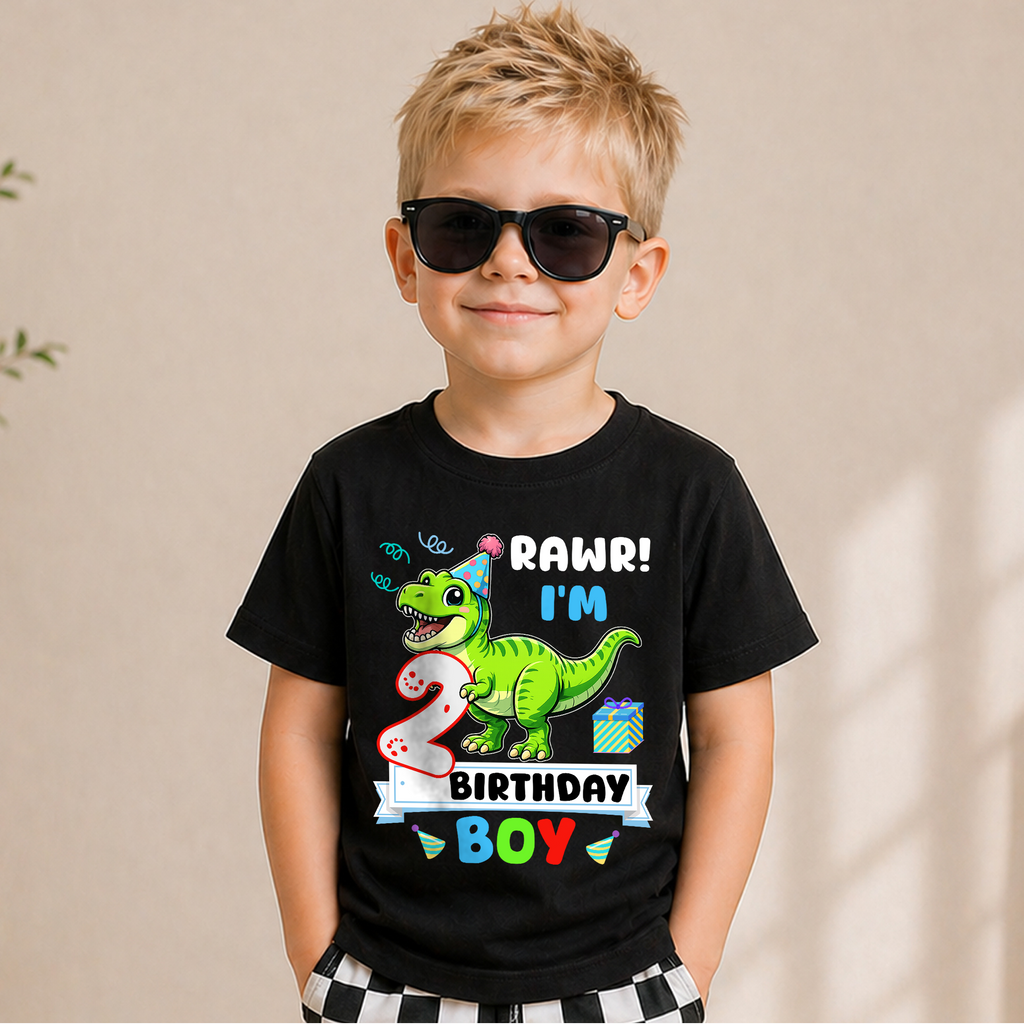 Toddler Personalized Rawr I'm 2 2nd Birthday Shirt for Boys — product view 5