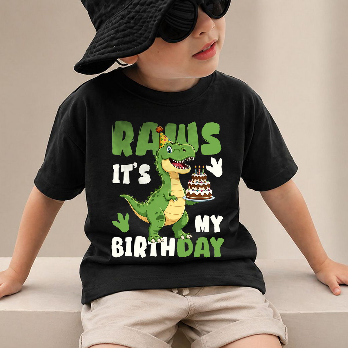 Personalized T-Rex 2nd Birthday Shirt Boy, Two Rex — product view 2