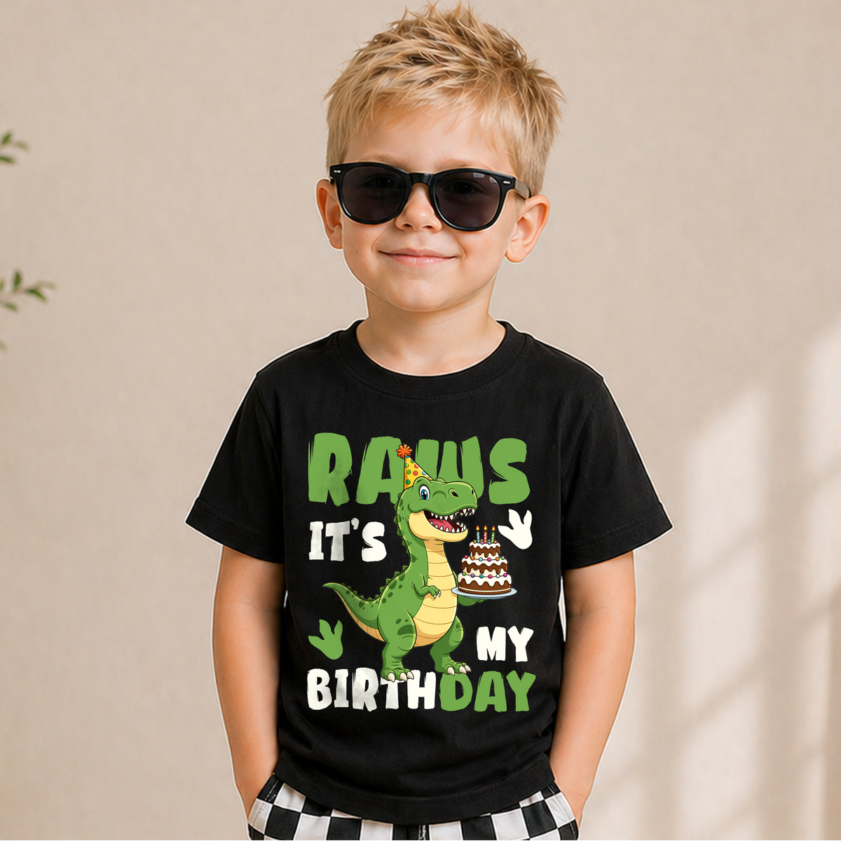 Personalized T-Rex 2nd Birthday Shirt Boy, Two Rex — product view 5