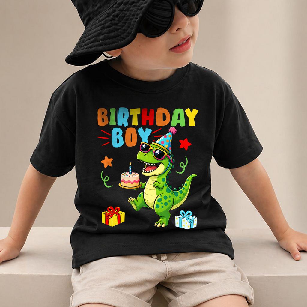 Custom Name T-Rex 2nd Birthday Shirt Boy, Two Rex — product view 2