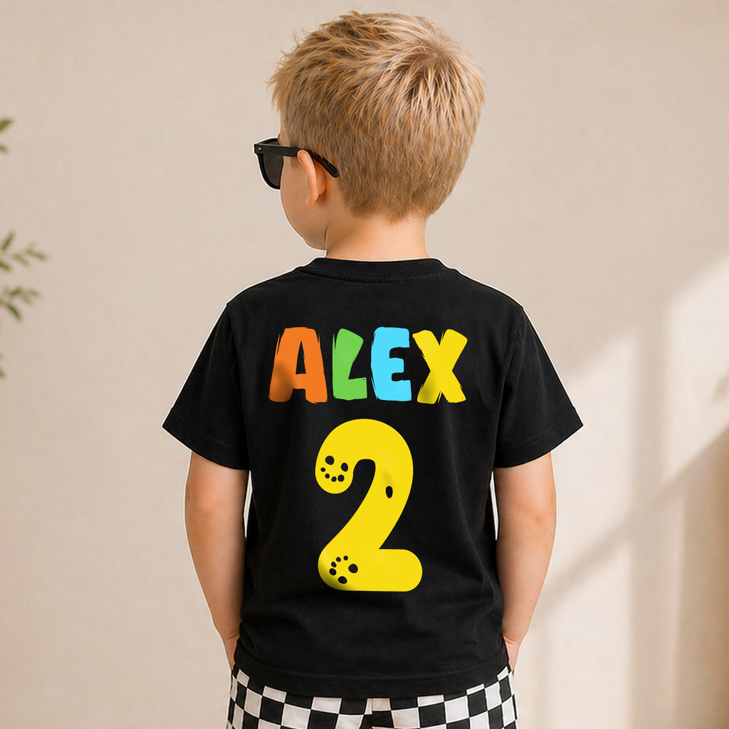 Custom Name T-Rex 2nd Birthday Shirt Boy, Two Rex — product view 6