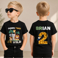 Personalized Wild 2nd Birthday Shirt Boy, Born Two Be Wild — product view 1