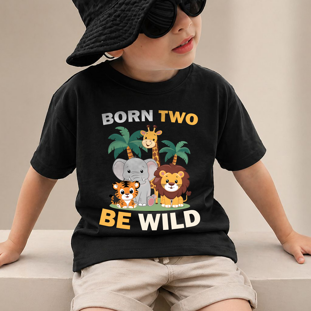 Personalized Wild 2nd Birthday Shirt Boy, Born Two Be Wild — product view 2