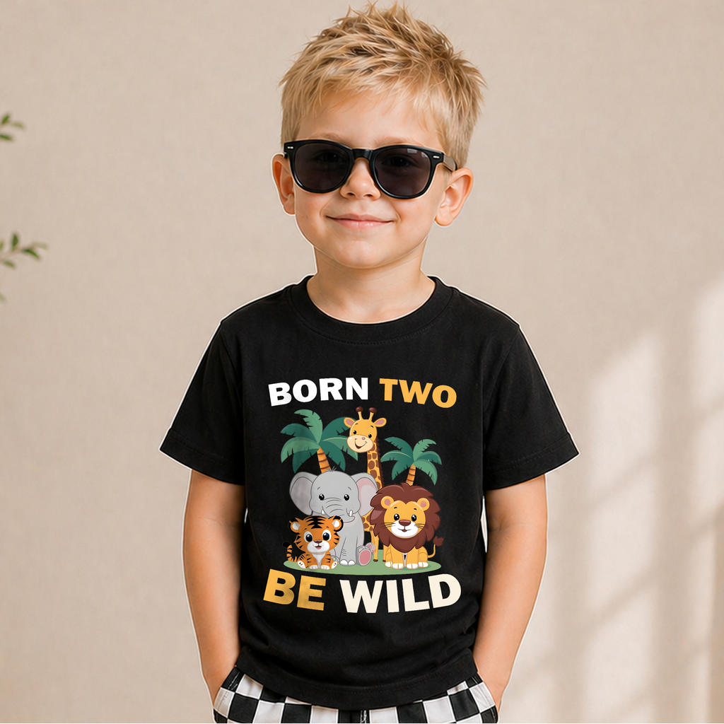 Personalized Wild 2nd Birthday Shirt Boy, Born Two Be Wild — product view 5