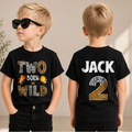 Custom Name Wild 2nd Birthday Shirt Boy, Born Two Be Wild — product view 1