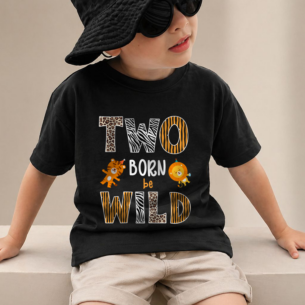 Custom Name Wild 2nd Birthday Shirt Boy, Born Two Be Wild — product view 2
