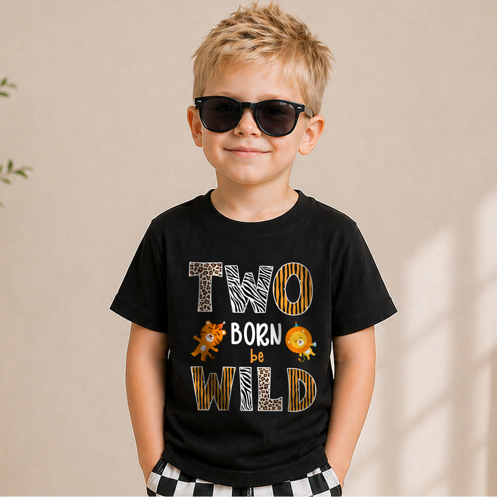 Custom Name Wild 2nd Birthday Shirt Boy, Born Two Be Wild — product view 5