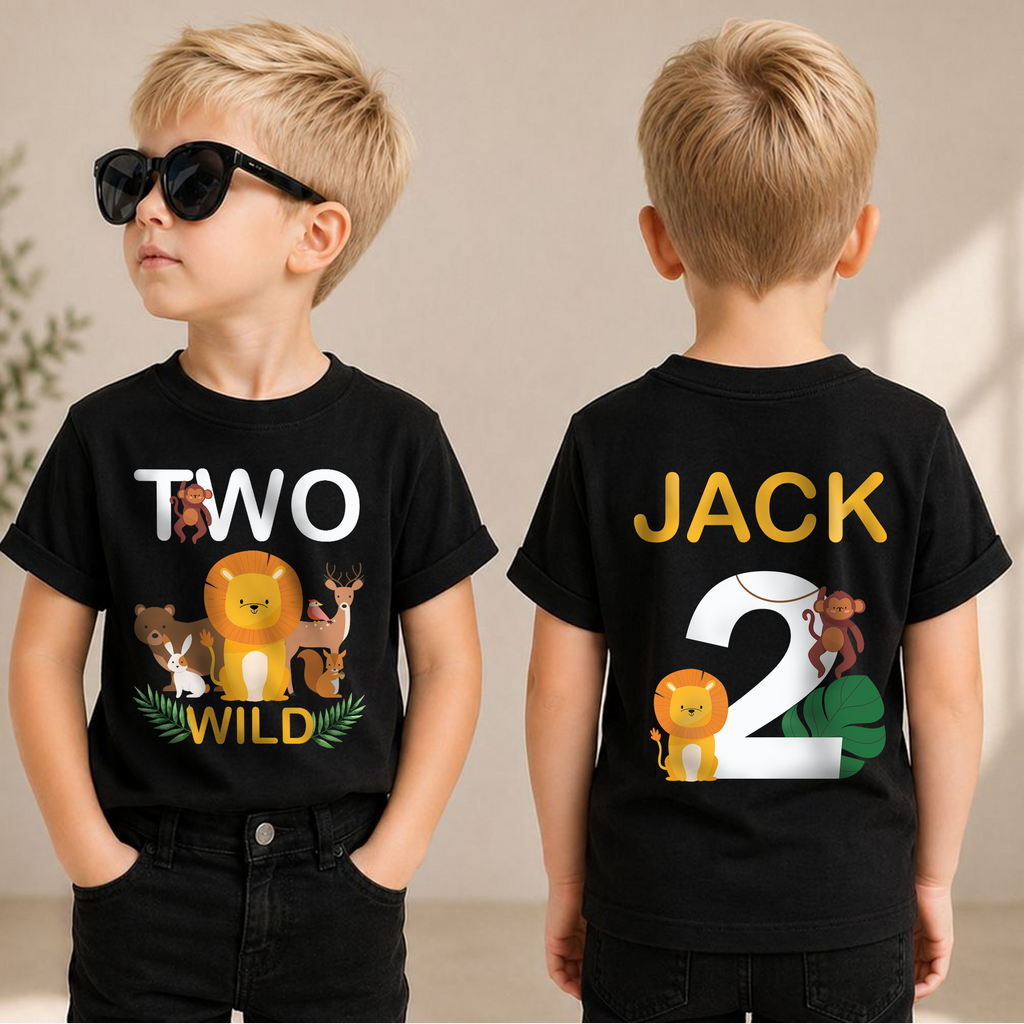 Custom Wild 2nd Birthday Shirt Boy, Two Wild — product view 1