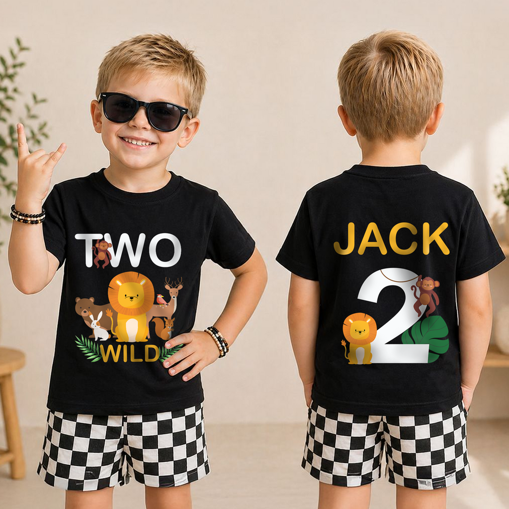 Custom Wild 2nd Birthday Shirt Boy, Two Wild — product view 3