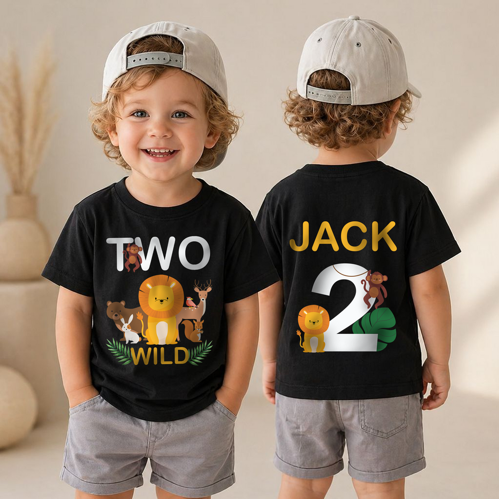 Custom Wild 2nd Birthday Shirt Boy, Two Wild — product view 4