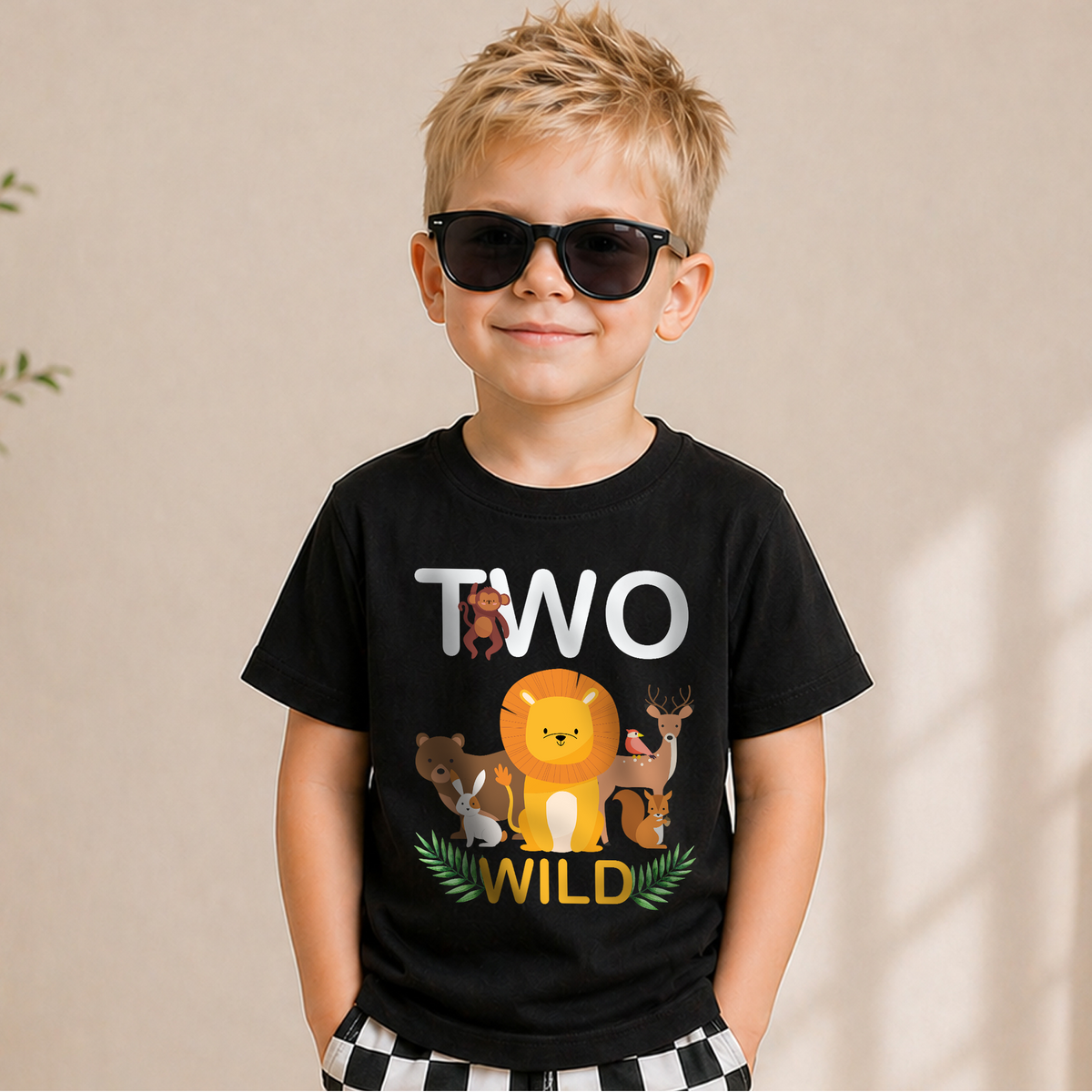 Custom Wild 2nd Birthday Shirt Boy, Two Wild — product view 5