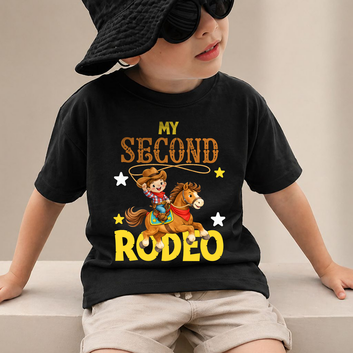 Personalized Cowboy 2nd Birthday Shirt Boy, My Second Rodeo — product view 2