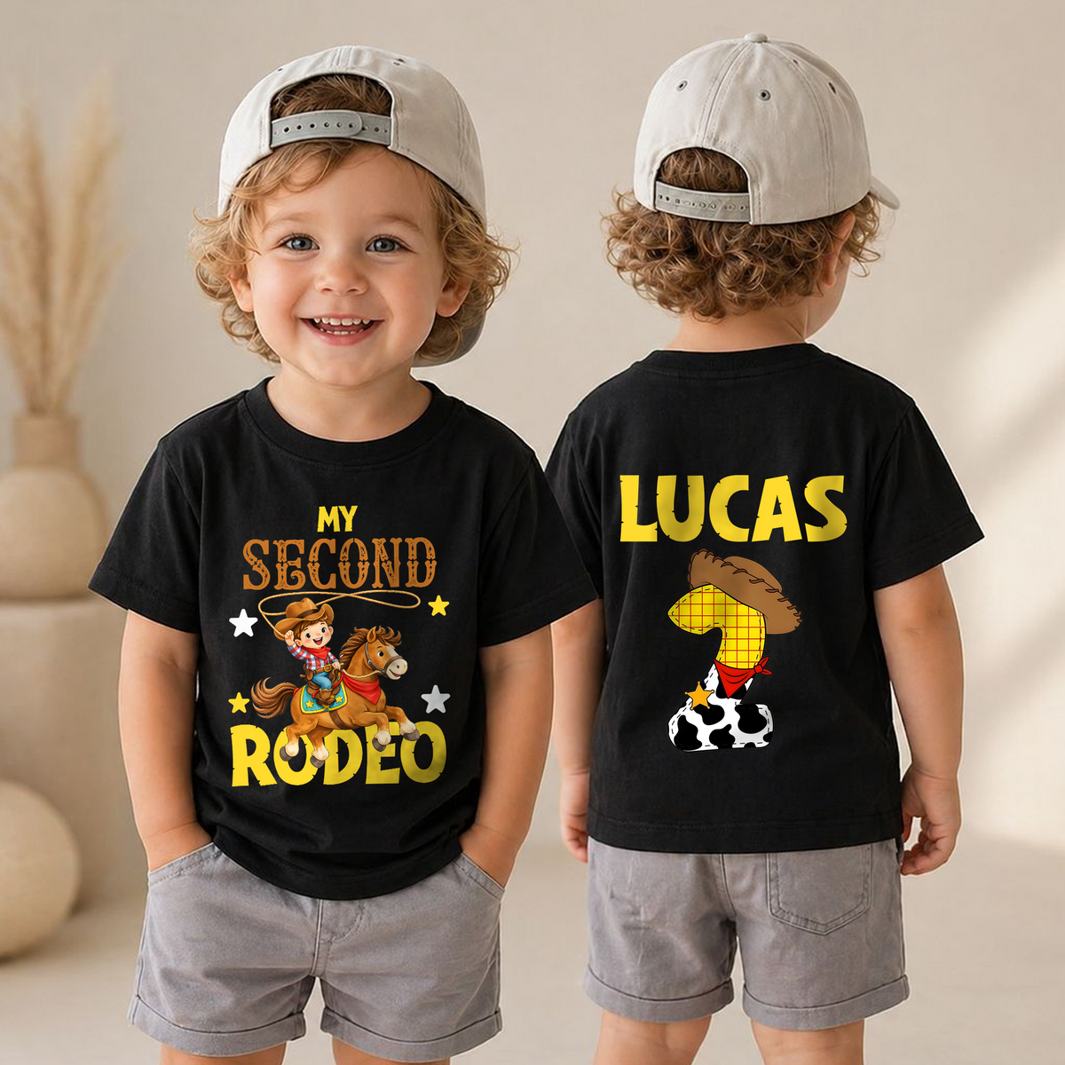Personalized Cowboy 2nd Birthday Shirt Boy, My Second Rodeo — product view 4