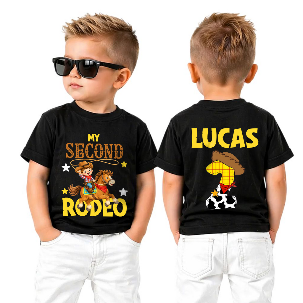 Personalized Cowboy 2nd Birthday Shirt Boy, My Second Rodeo — product view 5