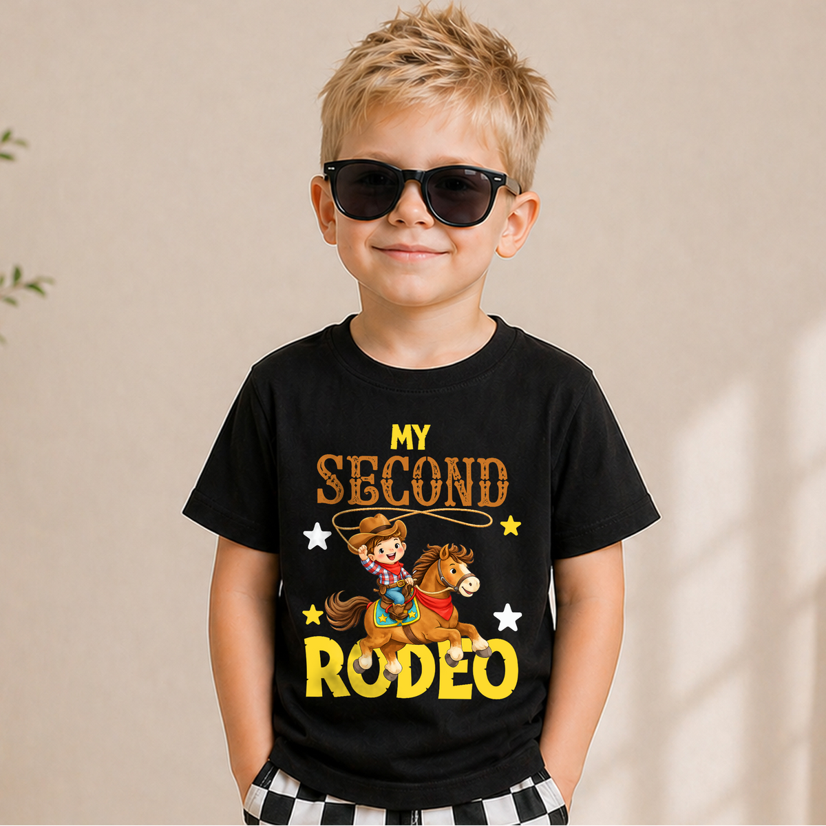 Personalized Cowboy 2nd Birthday Shirt Boy, My Second Rodeo — product view 6