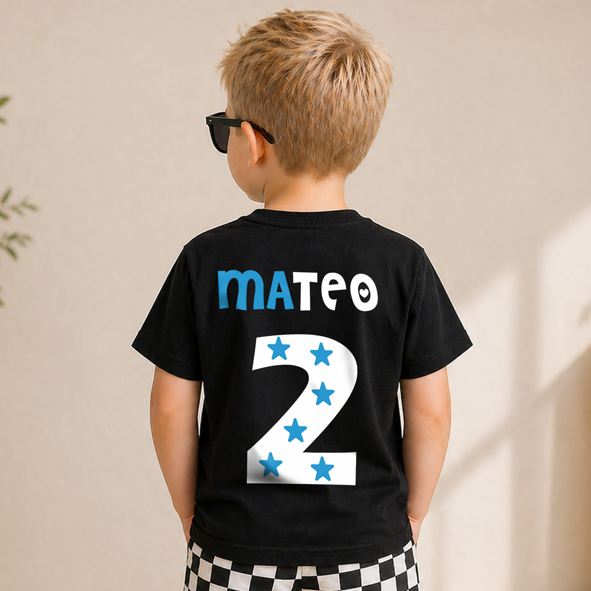Custom Name Space Birthday Boy Shirt, Toddler Tee — product view 2