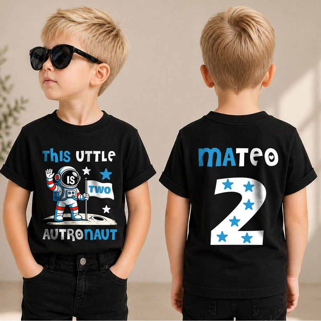 Custom Name Space Birthday Boy Shirt, Toddler Tee — product view 3