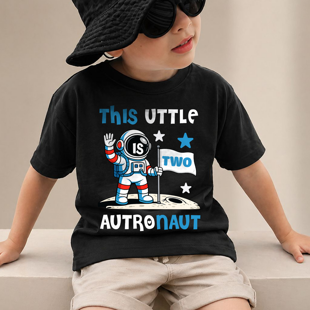 Custom Name Space Birthday Boy Shirt, Toddler Tee — product view 4