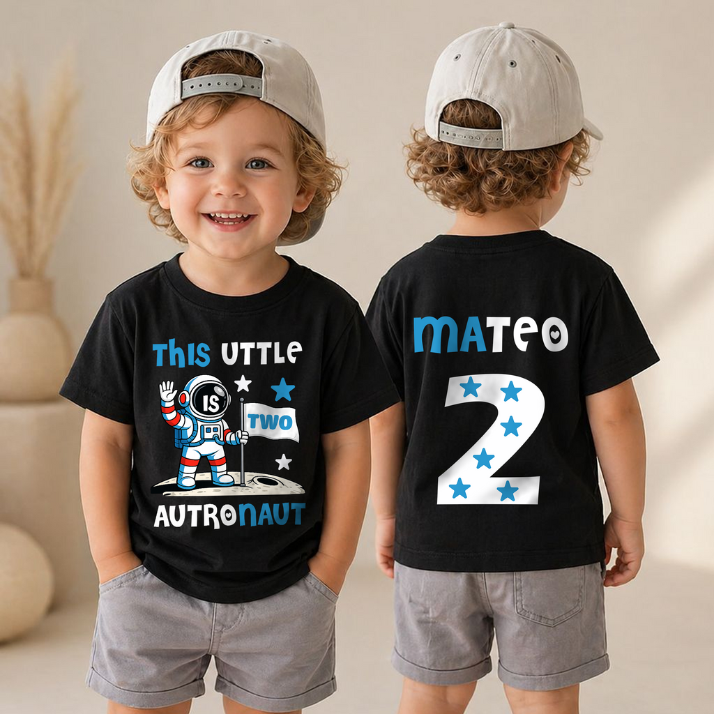 Custom Name Space Birthday Boy Shirt, Toddler Tee — product view 6