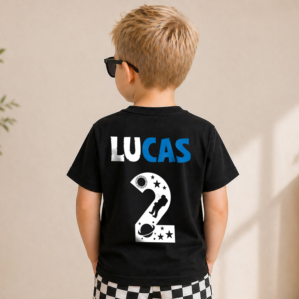 Custom Space Birthday Boy Shirt, Toddler Tee — product view 2