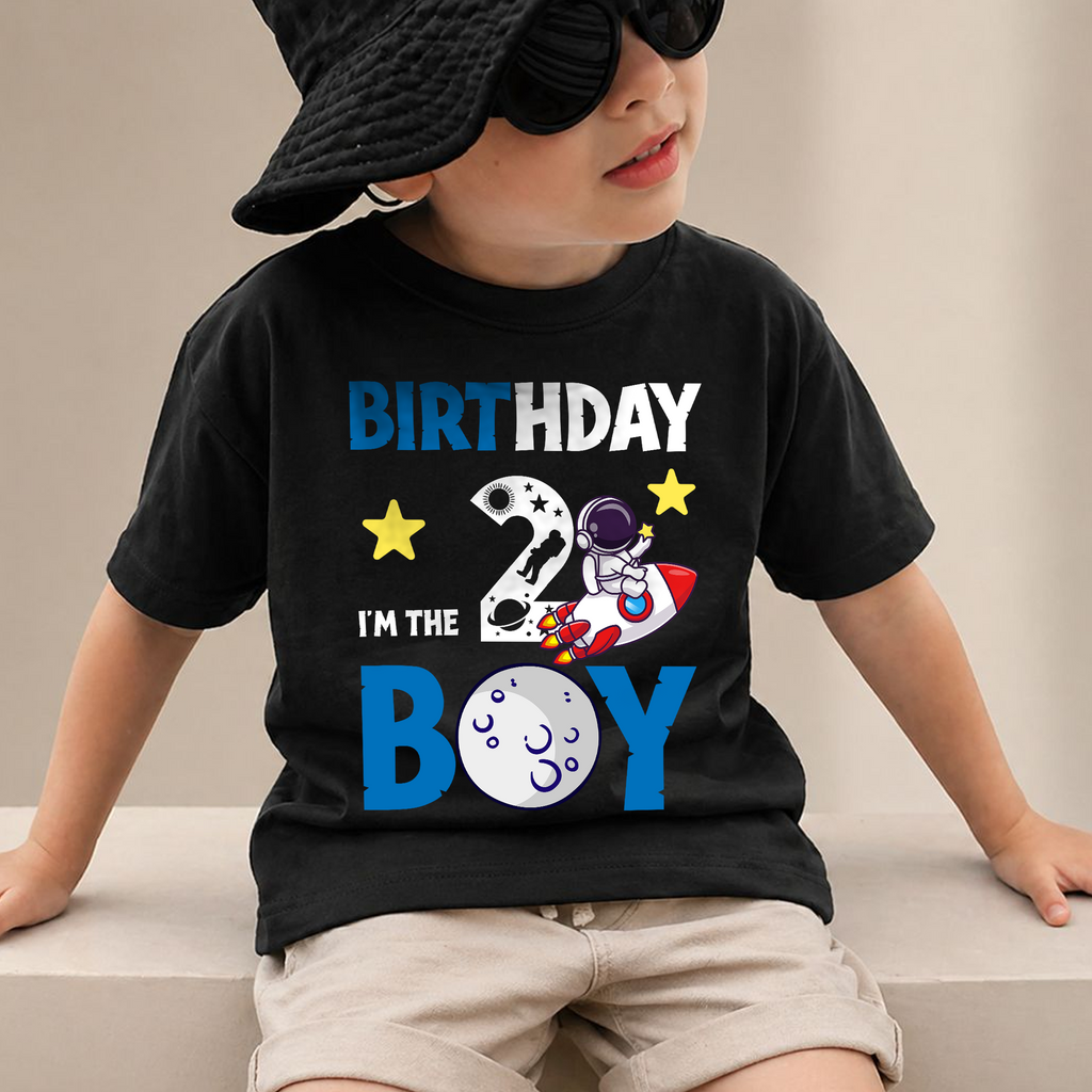 Custom Space Birthday Boy Shirt, Toddler Tee — product view 4