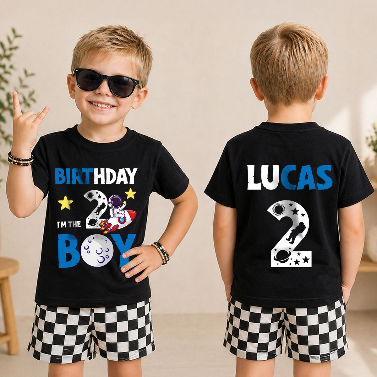 Custom Space Birthday Boy Shirt, Toddler Tee — product view 5