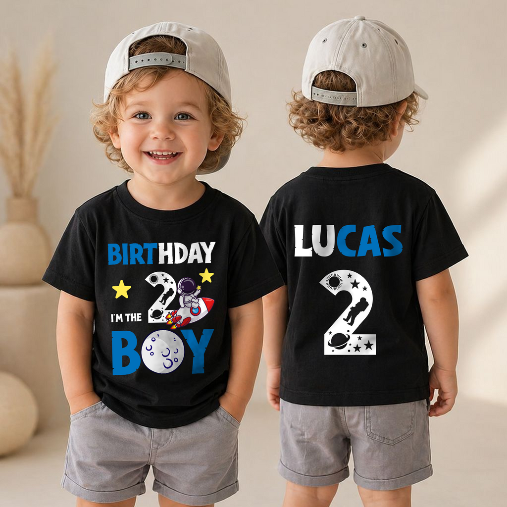 Custom Space Birthday Boy Shirt, Toddler Tee — product view 6