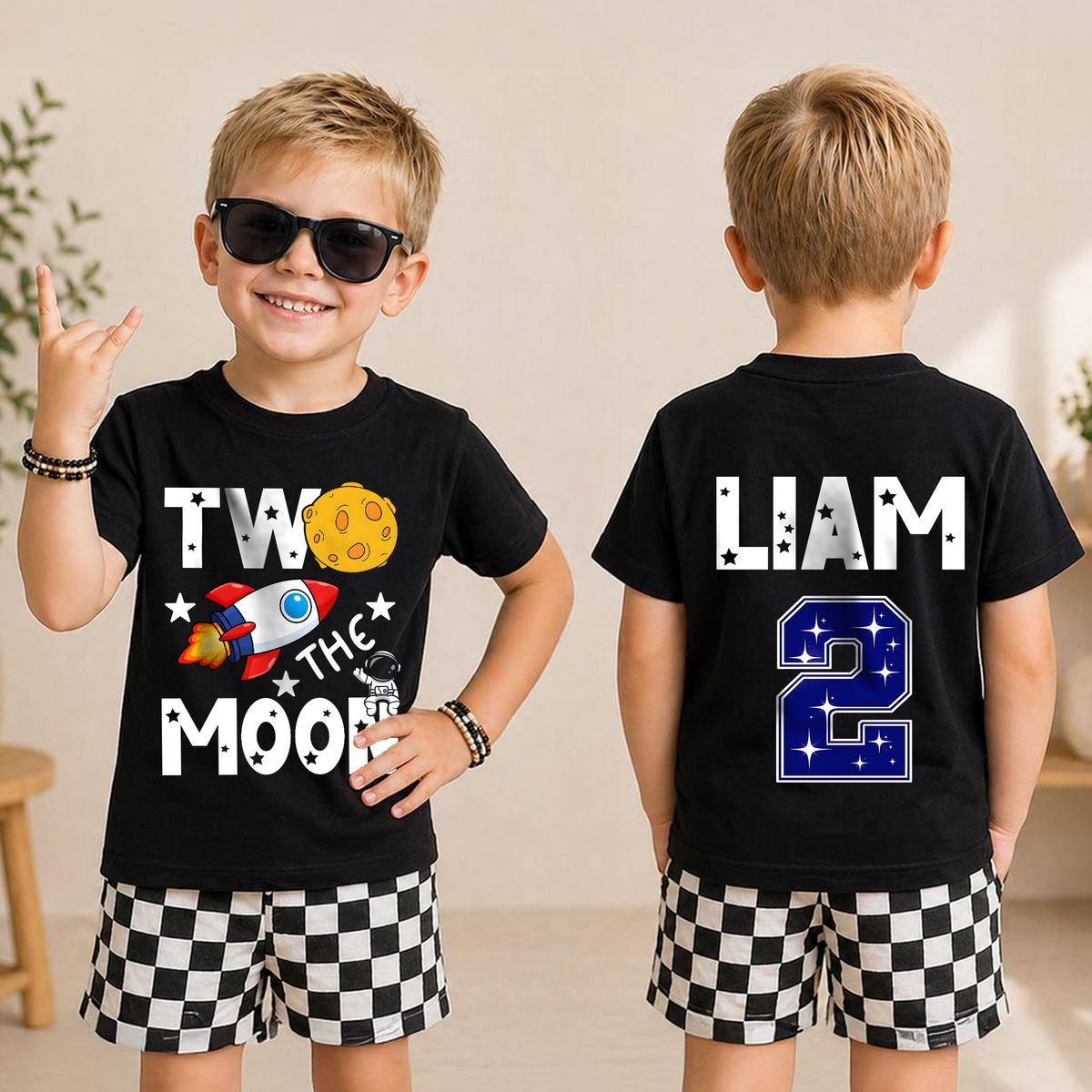 Boys Custom Space Birthday Boy Shirt — product view 5