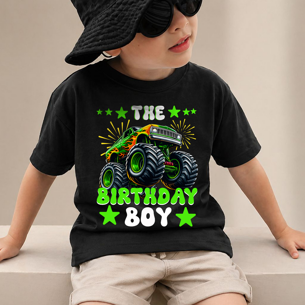 Custom Name Monster Truck Birthday Boy Shirt 2, Crushing It — product view 2