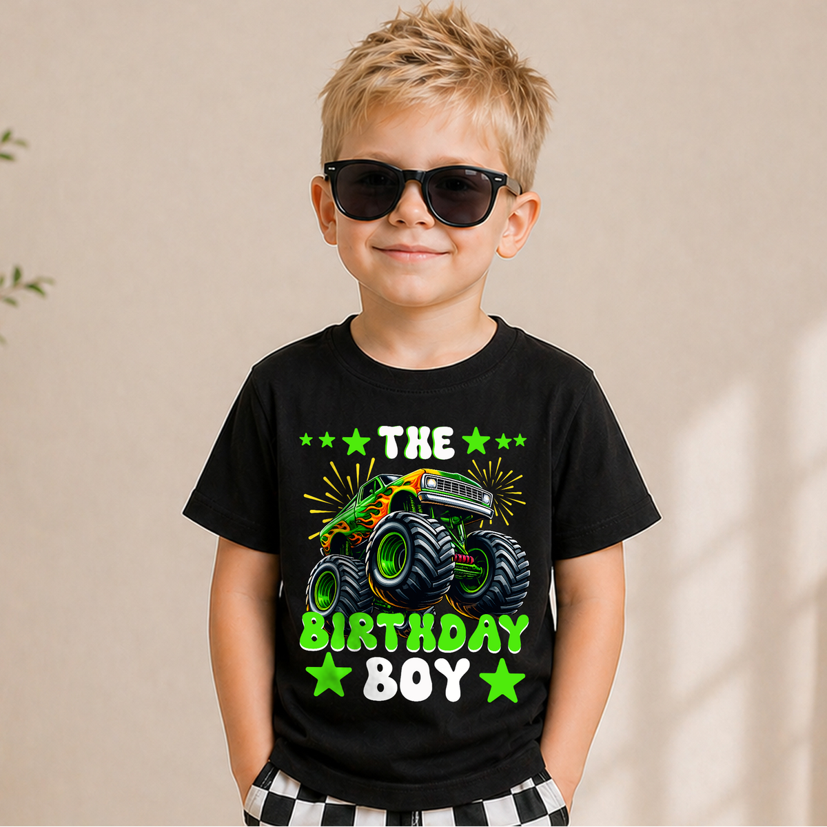 Custom Name Monster Truck Birthday Boy Shirt 2, Crushing It — product view 5