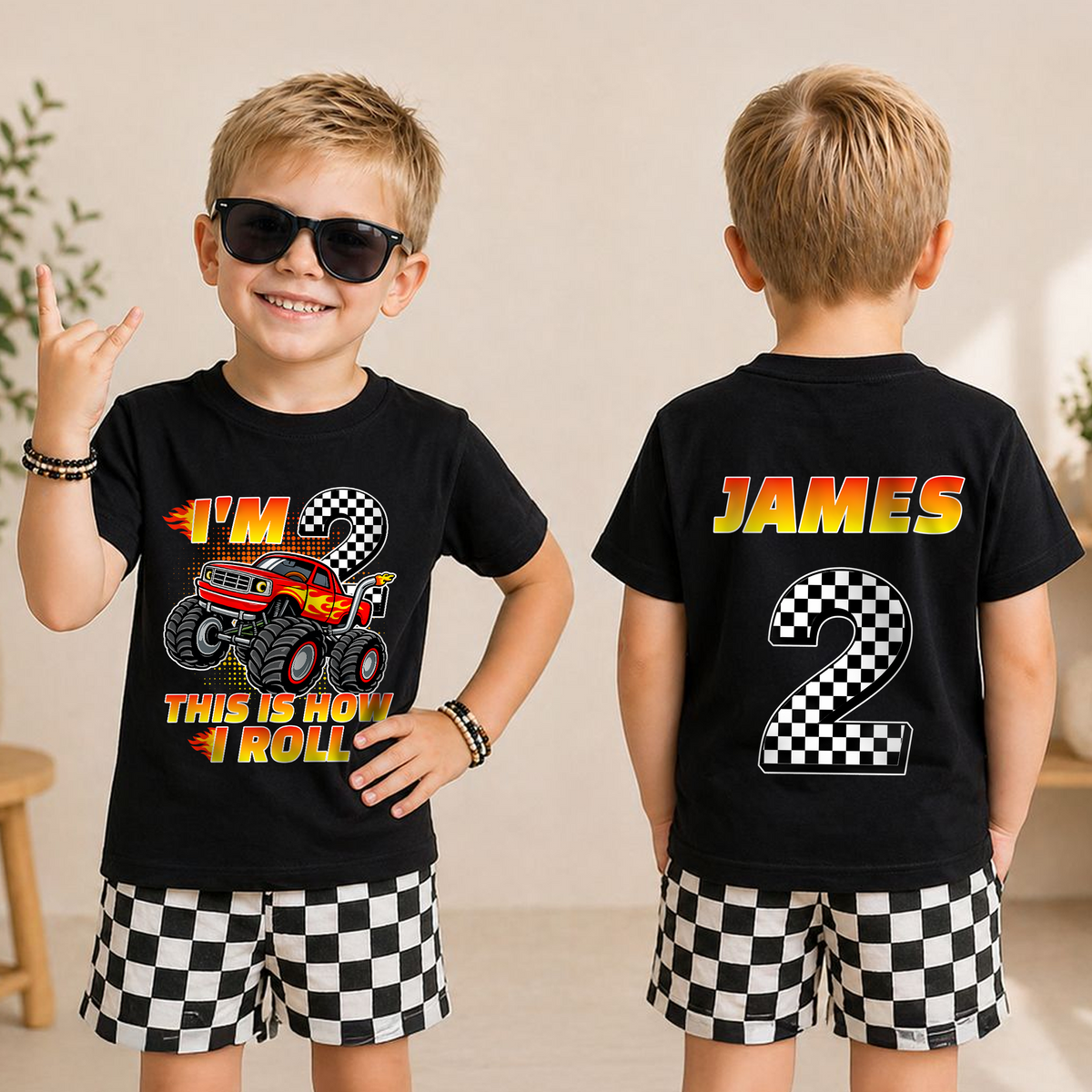 Boys Personalized This Is How I Roll Birthday Outfit Boy — product view 3