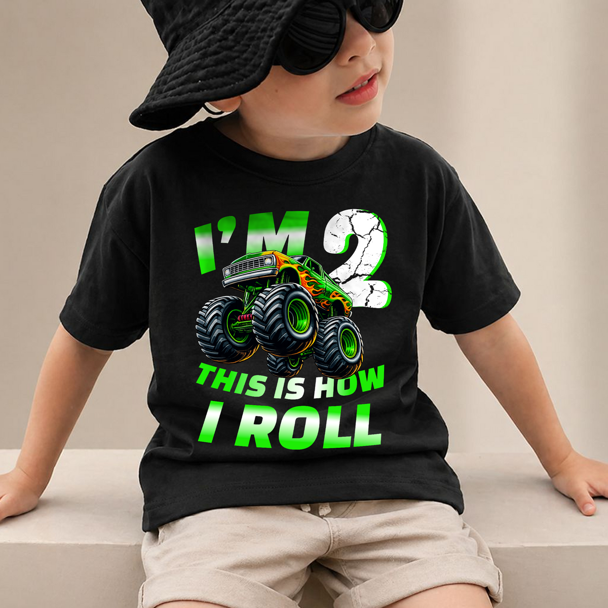 Boys Custom Monster Truck Birthday Boy Shirt 2, This Is How I Roll — product view 2
