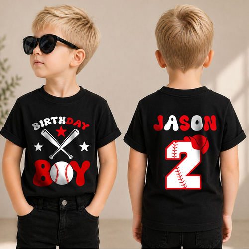 Boys Custom Baseball 2nd Birthday Shirt Boy, Little Slugger — product view 1