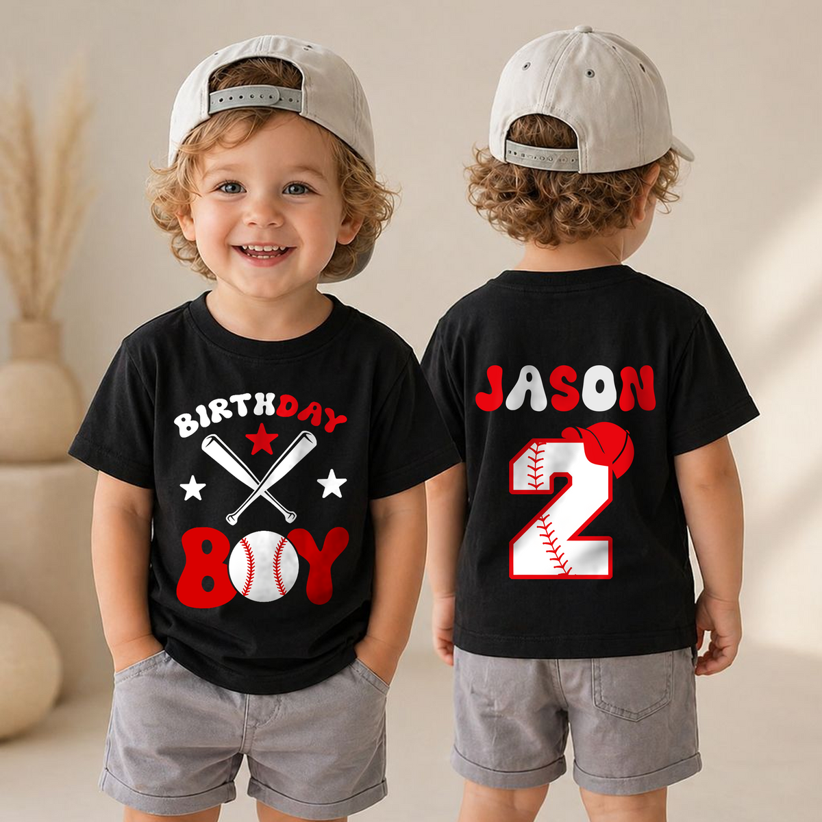 Boys Custom Baseball 2nd Birthday Shirt Boy, Little Slugger — product view 4