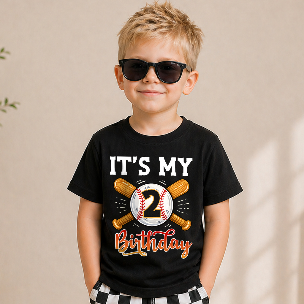 Boys Personalized Baseball 2nd Birthday Shirt Boy, Custom Name — product view 6