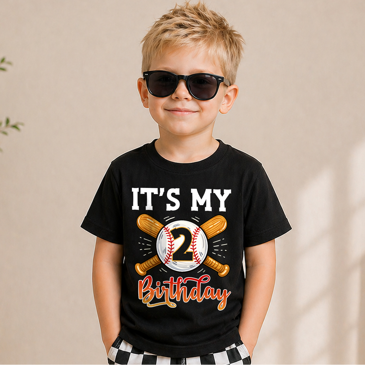 Boys Personalized Baseball 2nd Birthday Shirt Boy, Custom Name — product view 6